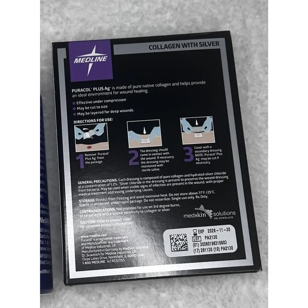 Medline PURACOL PLUS Collagen Silver Antibacterial Sterile 2x2.2 Wound Dressing - Picture 4 of 5